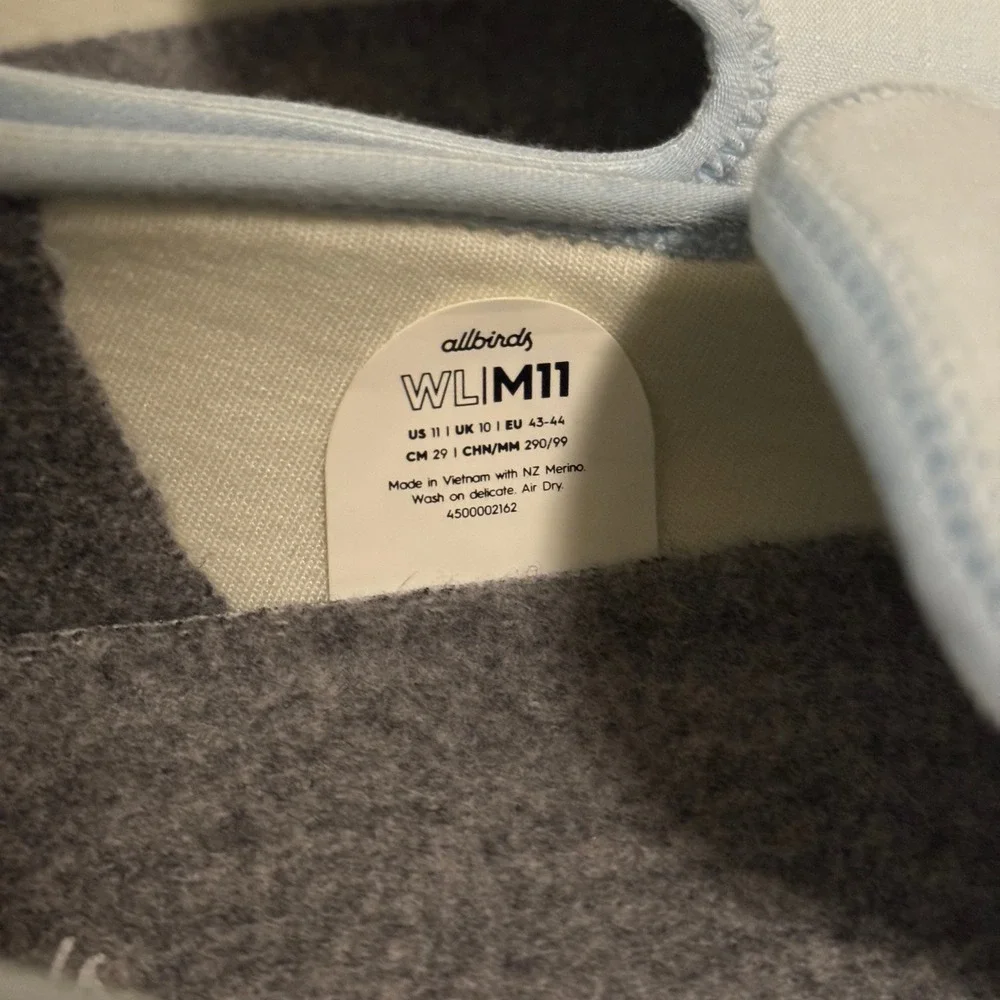 Allbirds Wool Lounger Light Blue Slip On Sneakers Mens 11 WLM11 Low Top Shoes